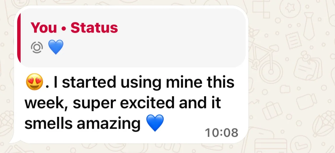 WhatsApp customer saying she is excited to use the product